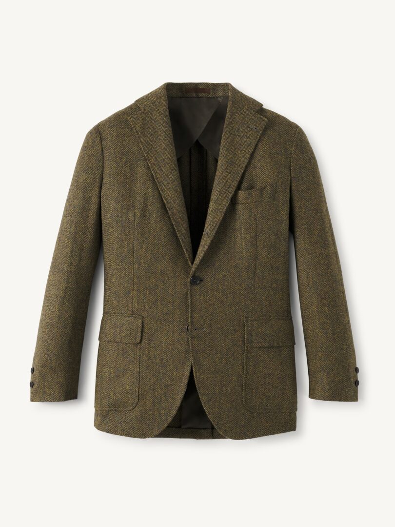 Men’s Abraham Moon Moss Herringbone Shetland Tweed Thumb