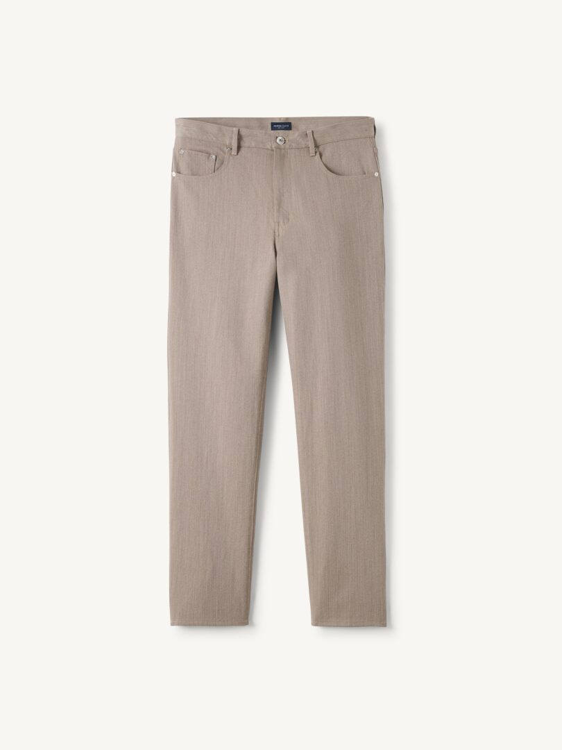 Men’s Di Sondrio Taupe Wool Cotton Gabardine Twill Thumb