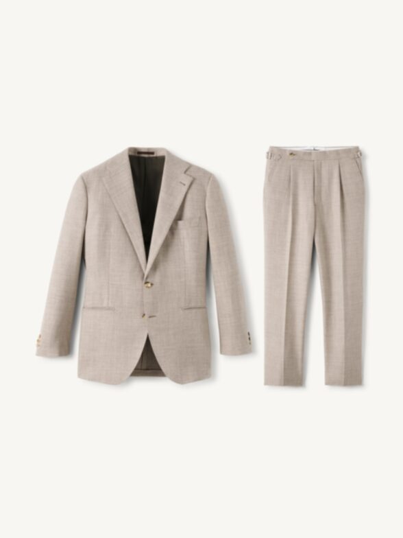 Thumb Photo of Taupe Undyed Saxony Merino Blend Downing Suit