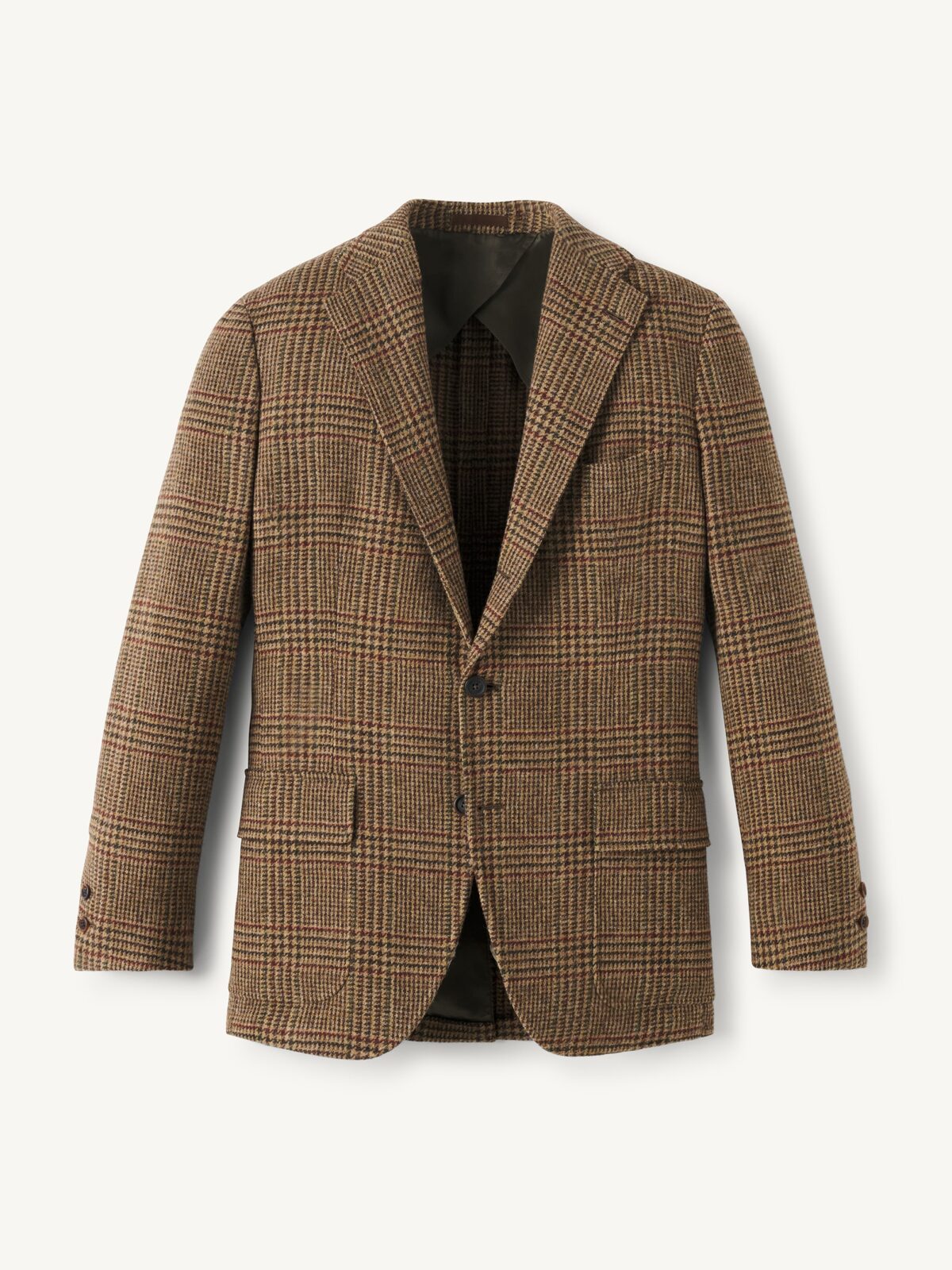 Abraham Moon Brown Red and Green Glen Check Shetland Tweed