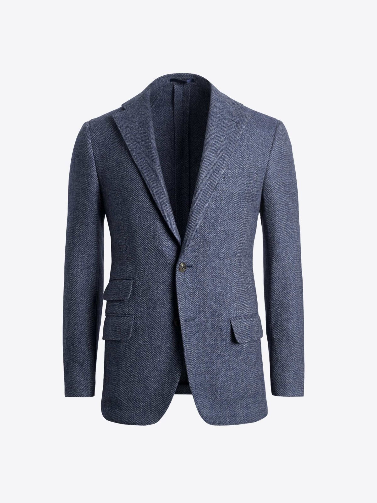 VBC Faded Blue Herringbone Bedford Jacket - Custom Fit Tailored