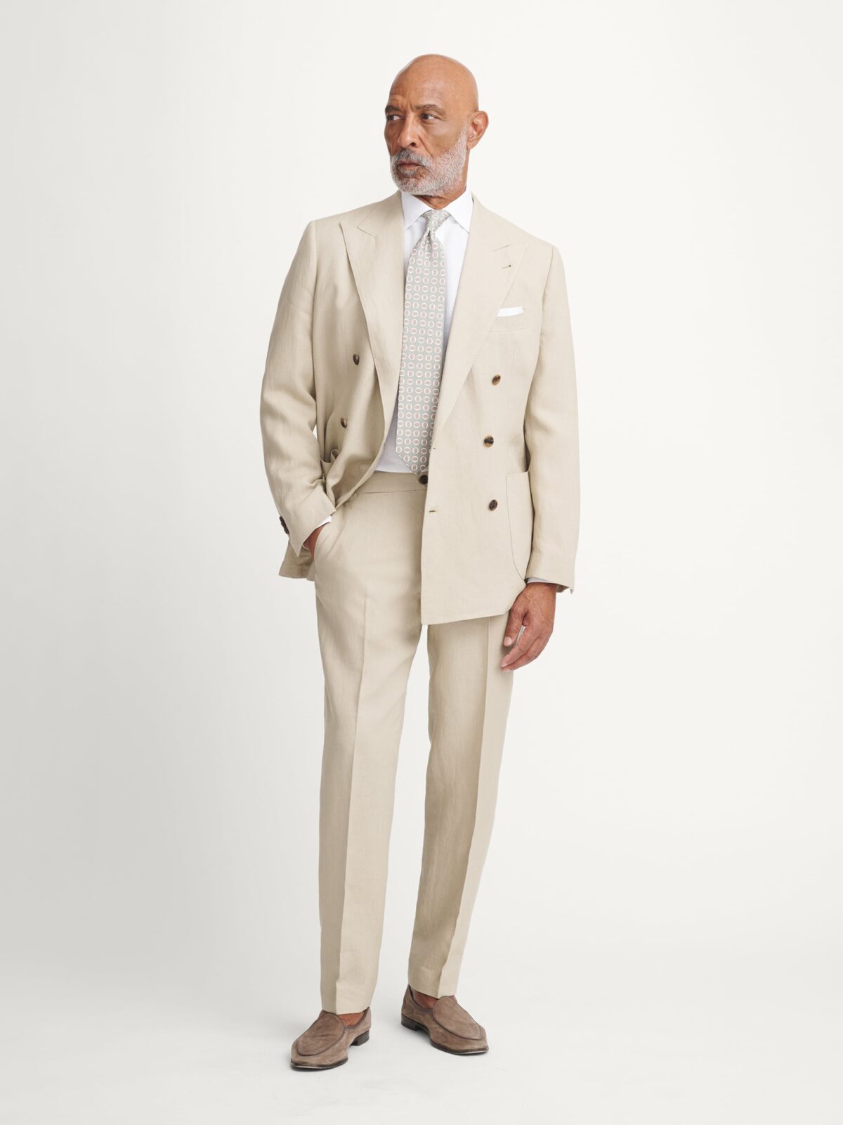 EDIFICE×SPENCE BRYSON LINENS セットアップ　46 Spence Bryson Beige Irish Linen Carmine Suit - Custom Fit Tailored