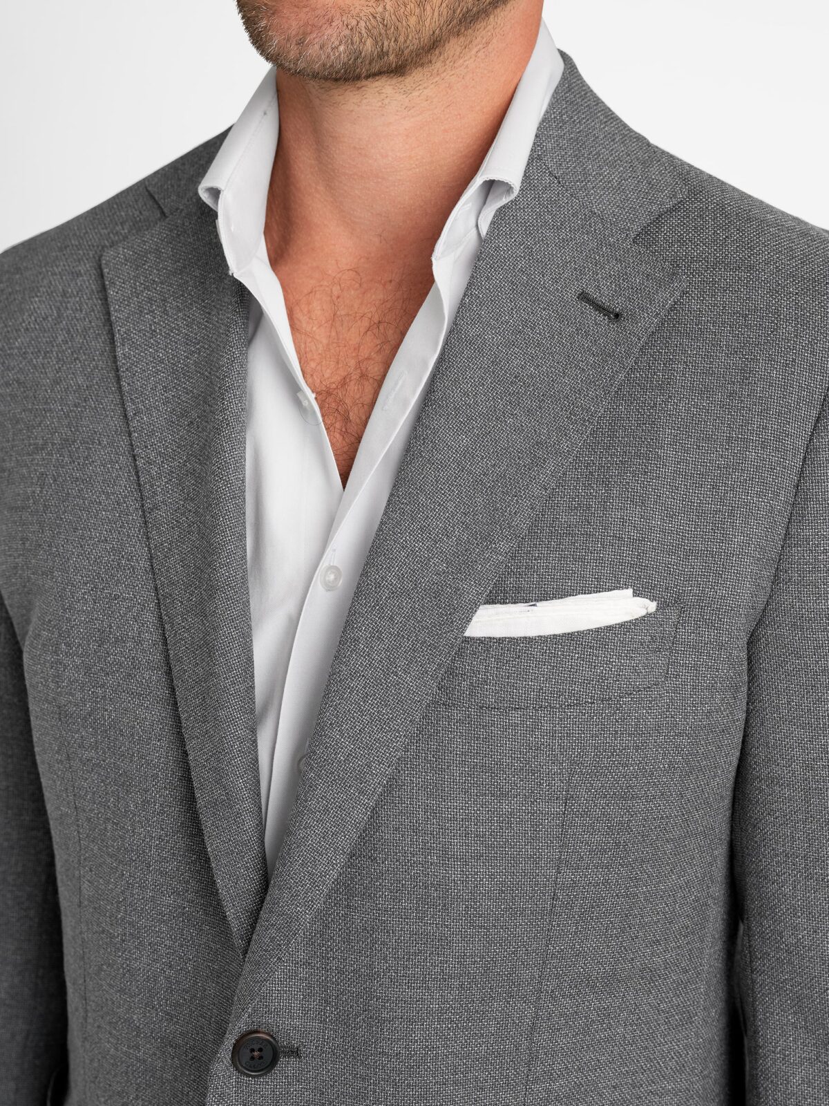 Reda Grey Wool Hopsack Bedford Jacket - Custom Fit Tailored Clothing