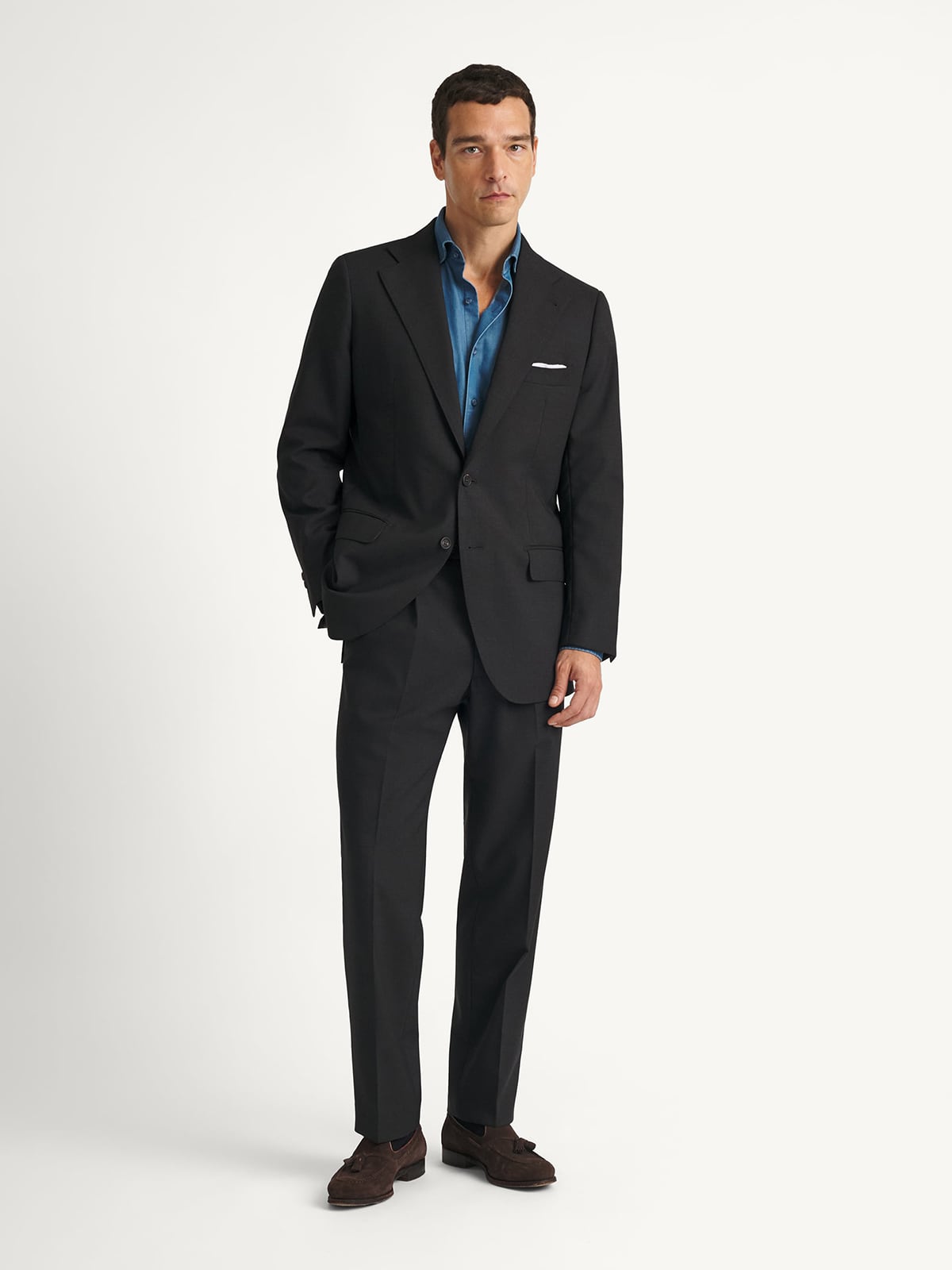 Charcoal 3-Ply Fresco Downing Suit - Custom Fit Tailored Clothing
