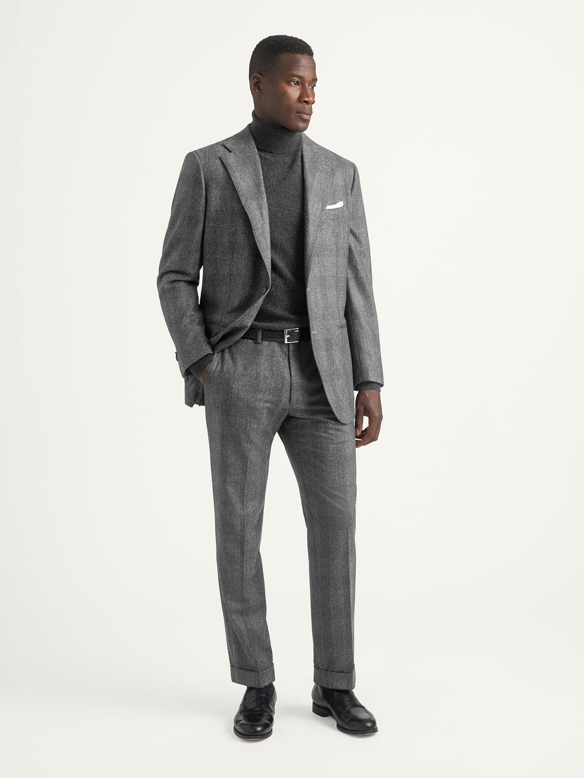 VBC Grey Plaid Wool Flannel Downing Suit - Custom Fit Tailored