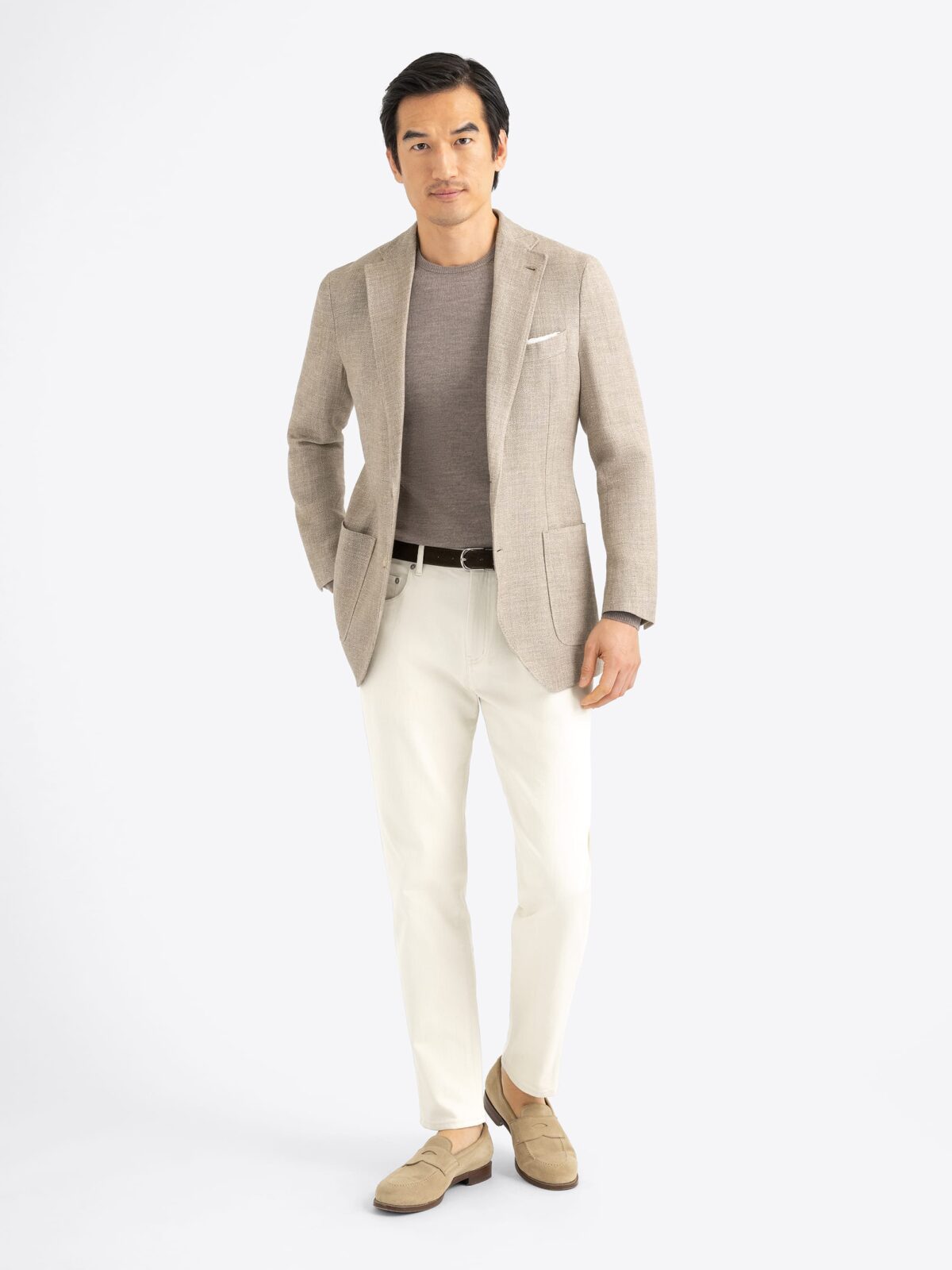 Beige Wool and Linen Waverly Jacket - Custom Fit Tailored Clothing