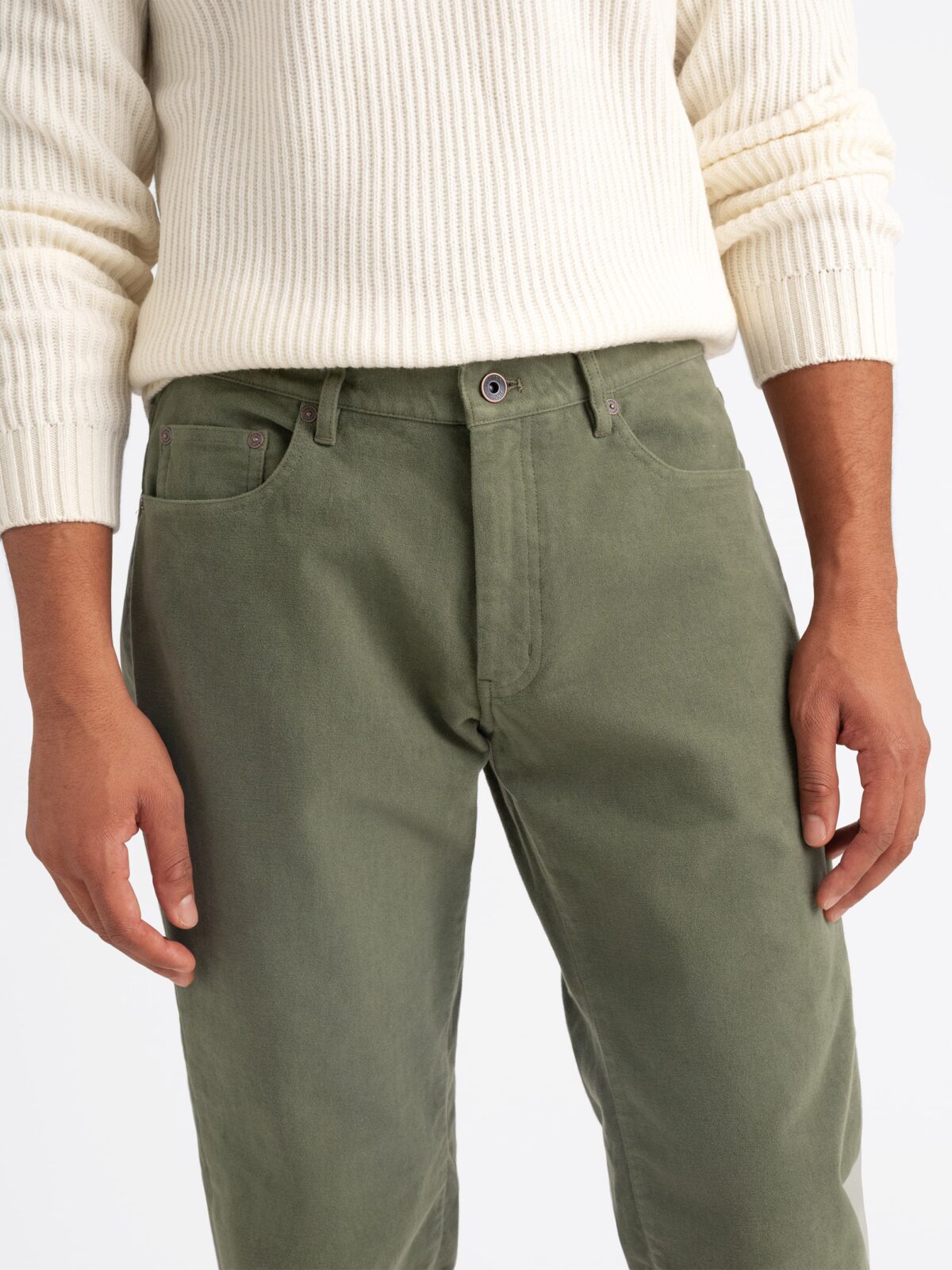 Biella Olive Stretch Moleskin 5-Pocket - Custom Fit Pants