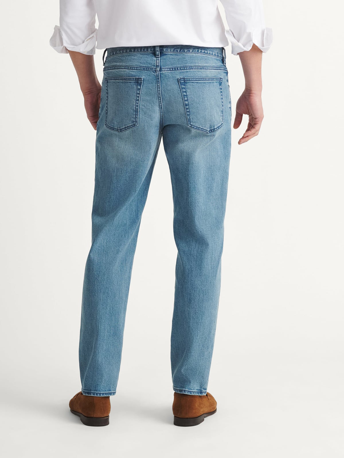 Bowery Stretch Slim Jean in Light Wash Tonal Stitch Japanese Denim 