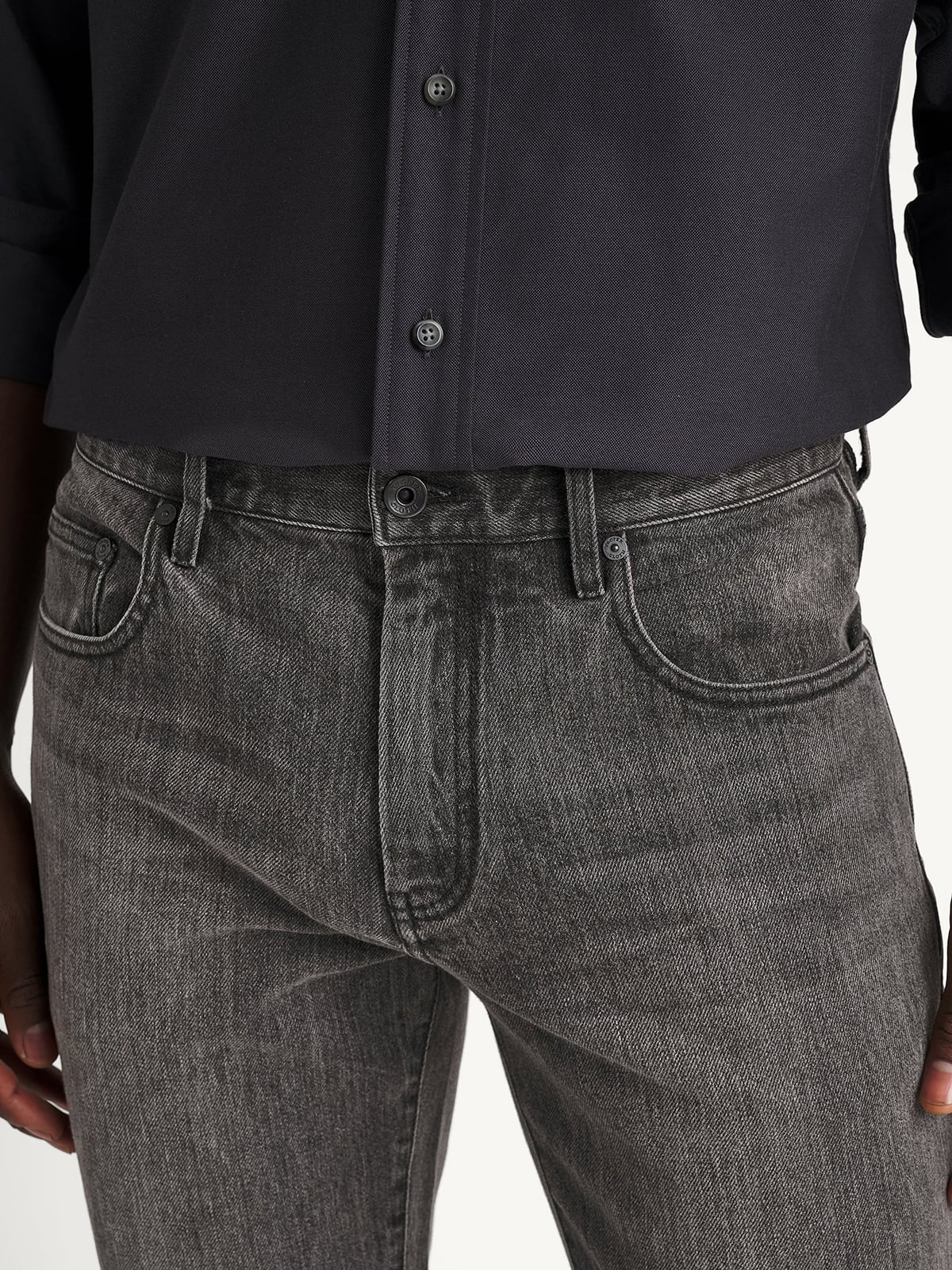 Japanese 12oz Washed Grey Stretch Slim Jeans - Custom Fit Pants