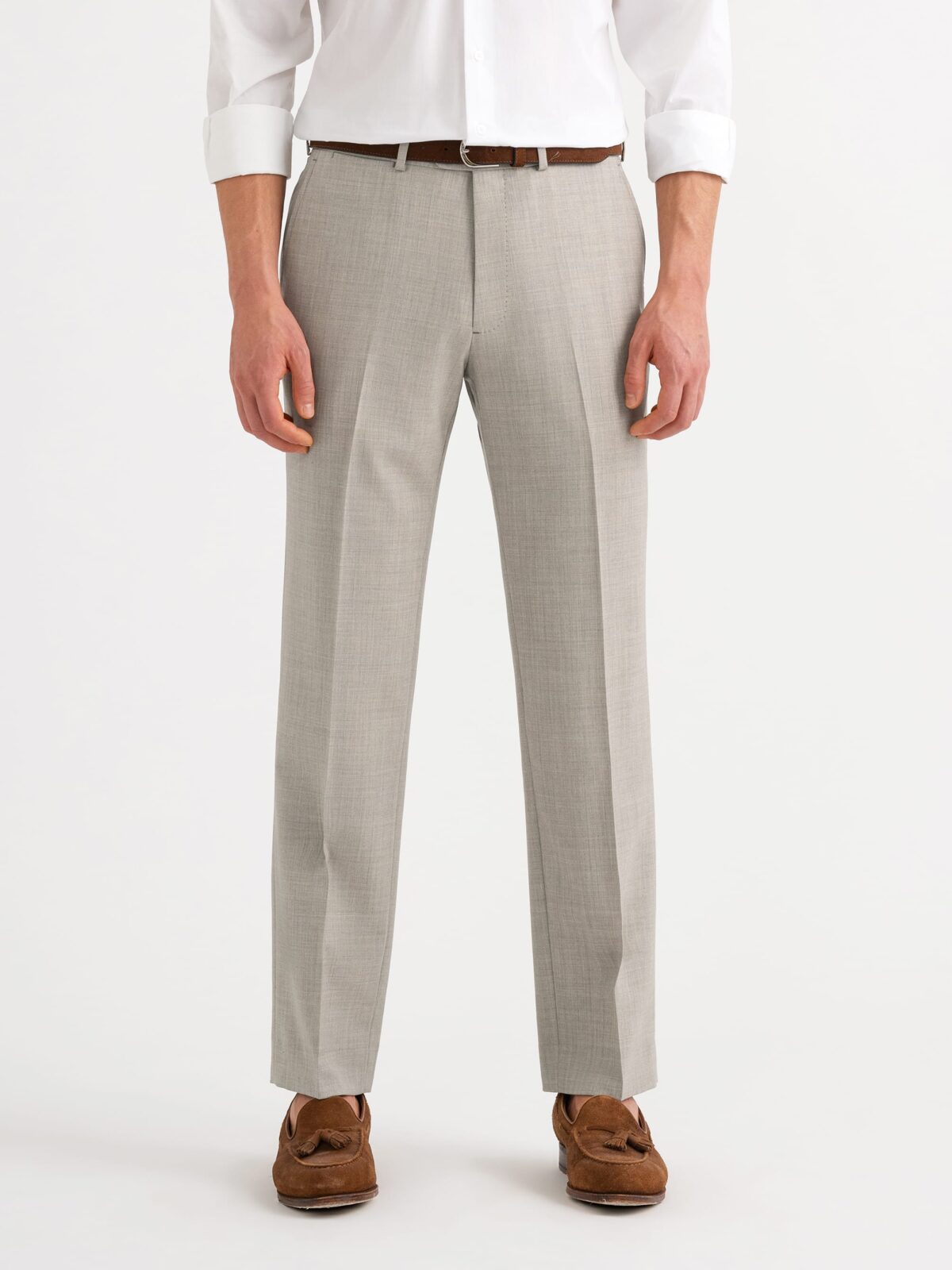 Drago Beige Melange S130s Tropical Wool Dress Pant - Custom Fit