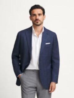 Loro Piana Slate Wool Silk Linen Glen Plaid Jacket - Custom Fit