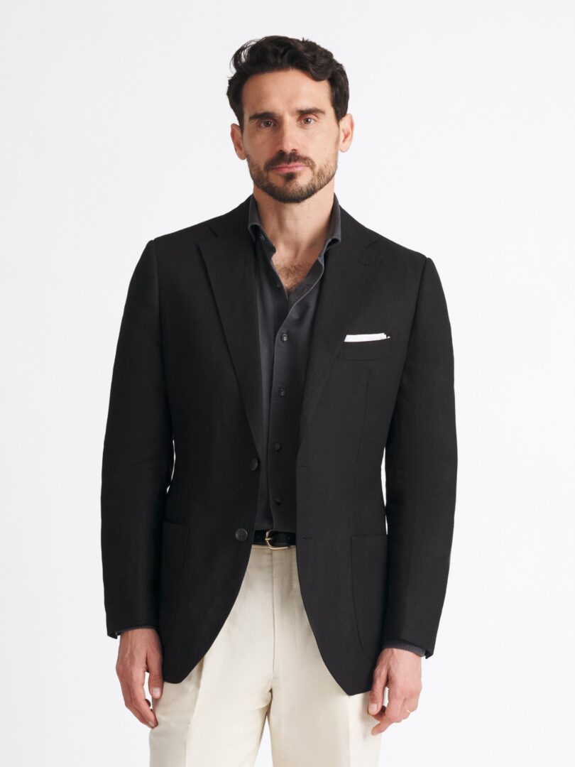 Spence Bryson Black Heavy Irish Linen Bedford Jacket Thumb Detail