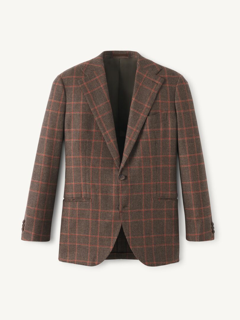 Men’s VBC S150s Brown and Scarlet Glen Plaid Flannel Downing Jacket Thumb