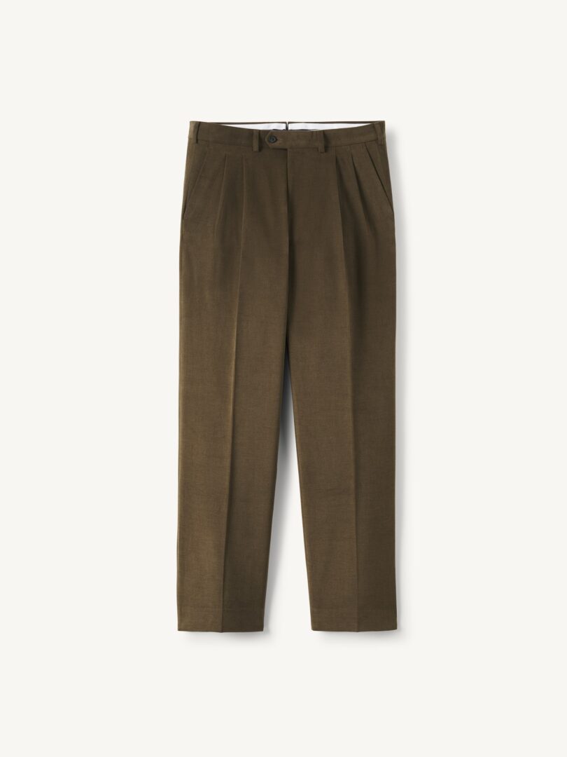 Men’s Olive Brushed Cotton Wide Leg Trouser Thumb