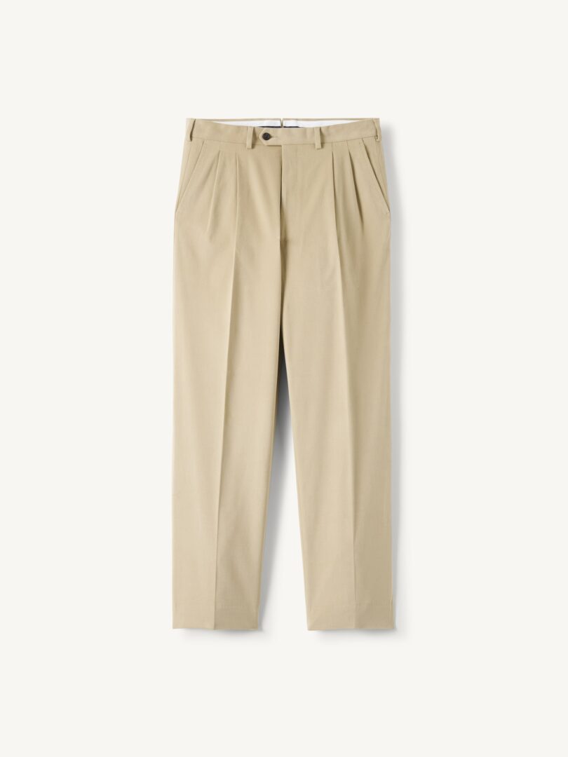 Men’s Beige Brushed Cotton Wide Leg Trouser Thumb