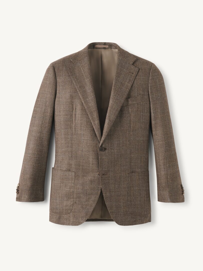 Men’s Loro Piana Fabric Brown Glen Plaid Flannel Hudson Jacket Thumb