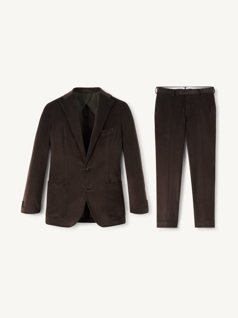 Men’s Brown Stretch Corduroy Waverly Suit Thumb