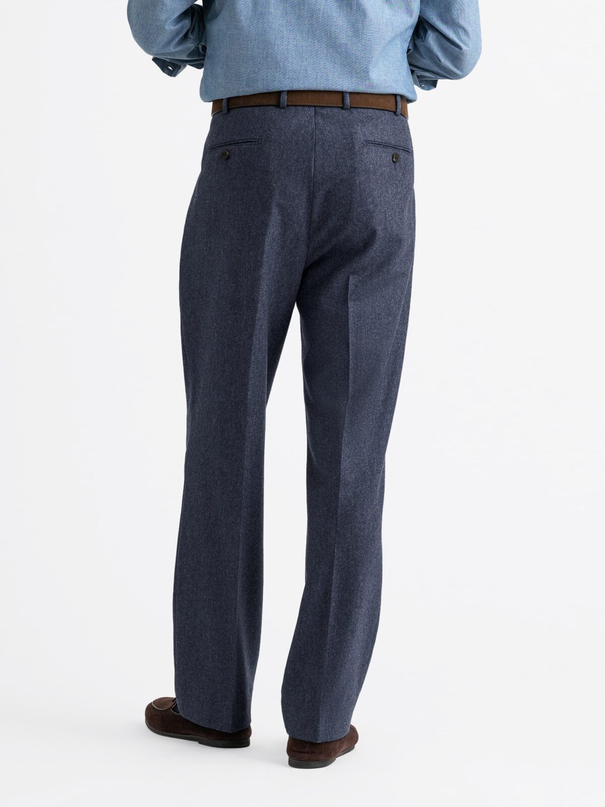 VBC Slate Melange Flannel Wide Leg Pleated Trouser - Custom Fit