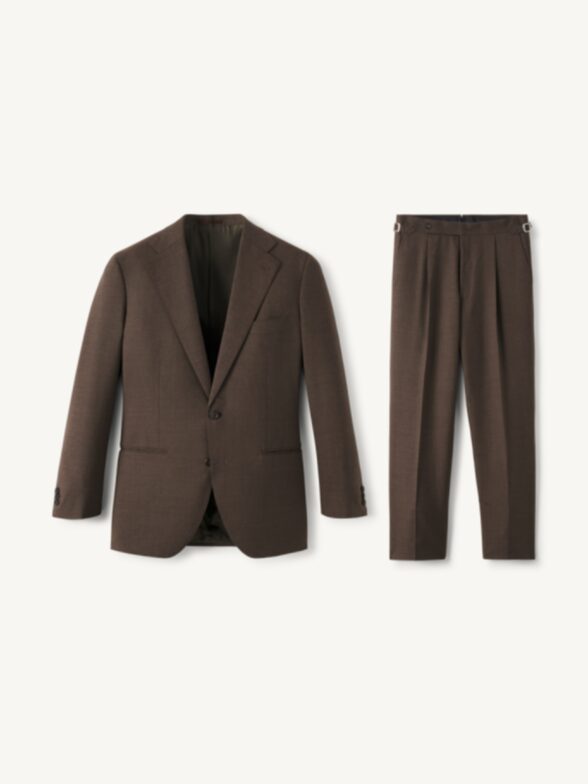 Thumb Photo of Reda Brown 3-Ply Stretch Wool Fresco Downing Suit