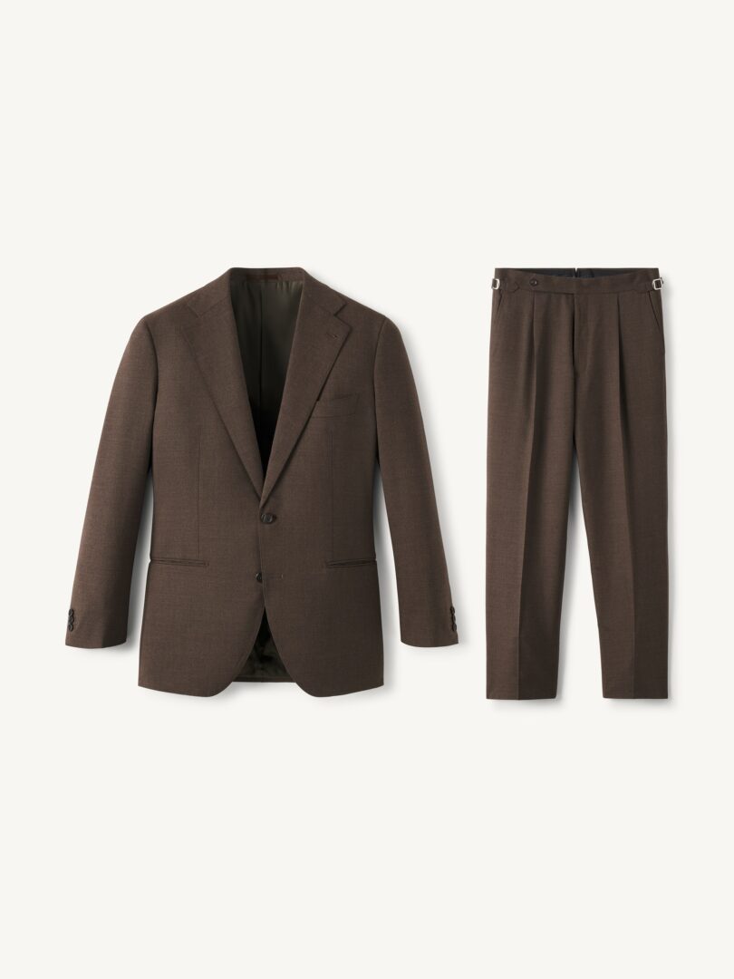 Men’s Reda Brown 3-Ply Stretch Wool Fresco Downing Suit Thumb