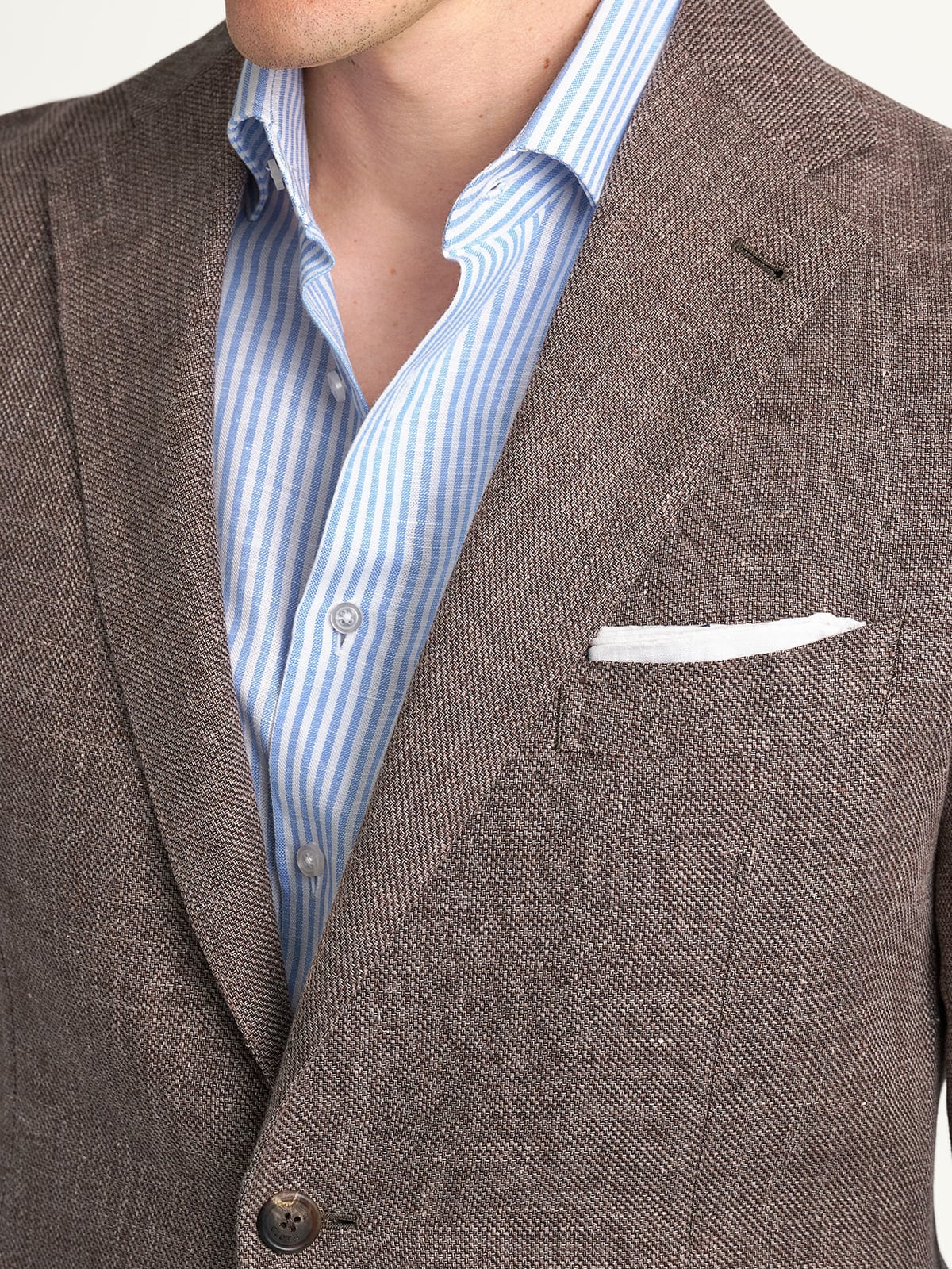 Drago Chestnut Wool and Linen Hopsack Bedford Jacket - Custom Fit