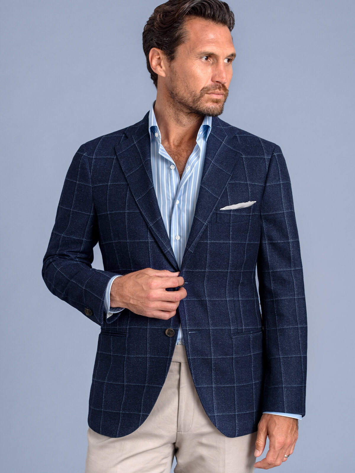 Bedford Navy Windowpane Wool Jacket