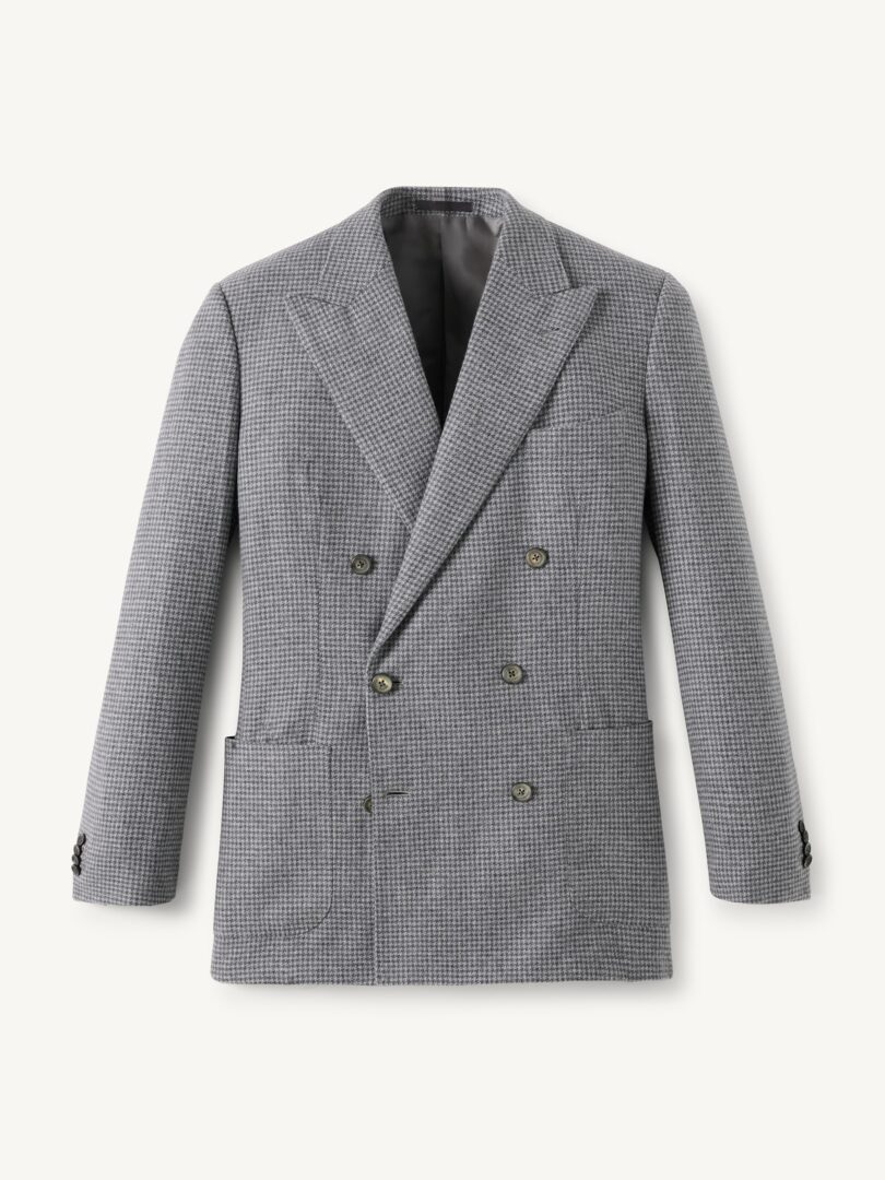 Men’s Grey Houndstooth Italian Flannel Carmine Jacket Thumb