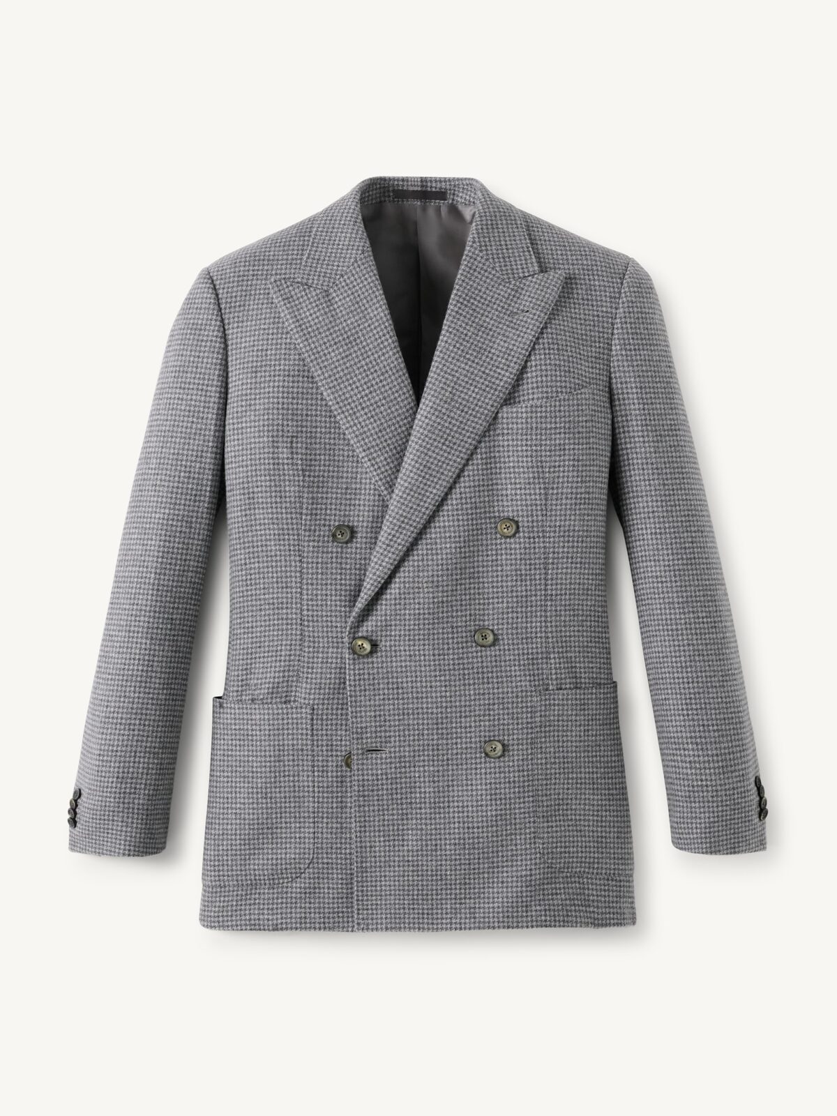 Grey Houndstooth Italian Flannel Carmine Jacket - Custom Fit