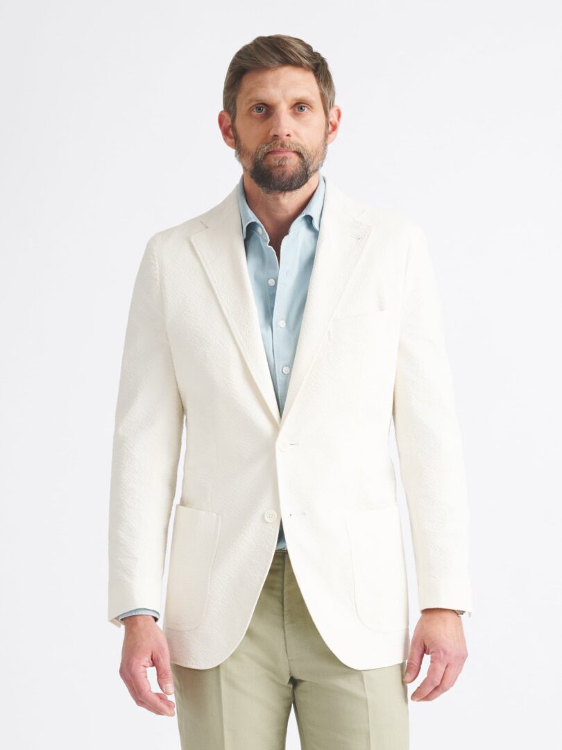 Zanieri Ivory Stretch Seersucker Jacket Thumb Detail