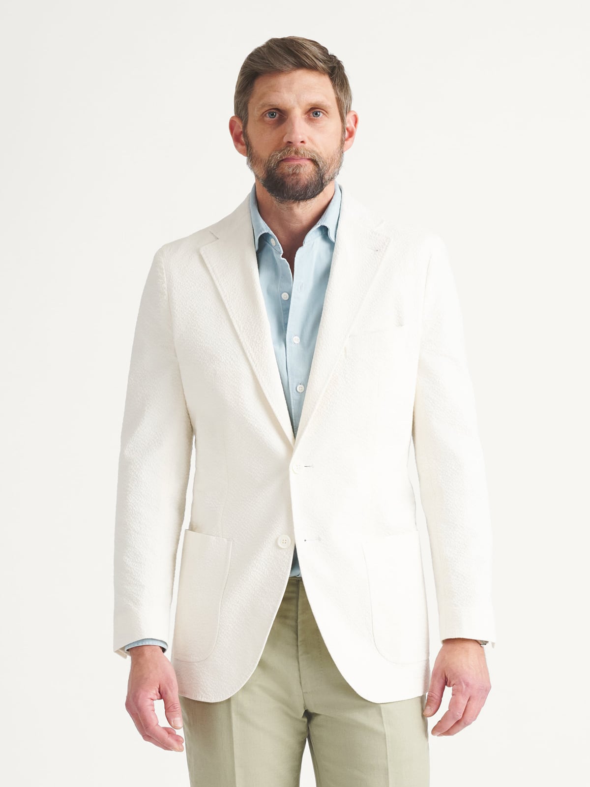 Zanieri Ivory Stretch Seersucker Jacket - Custom Fit Tailored Clothing