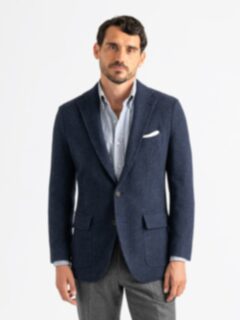 Navy Shetland Tweed Andover Jacket - Custom Fit Tailored Clothing