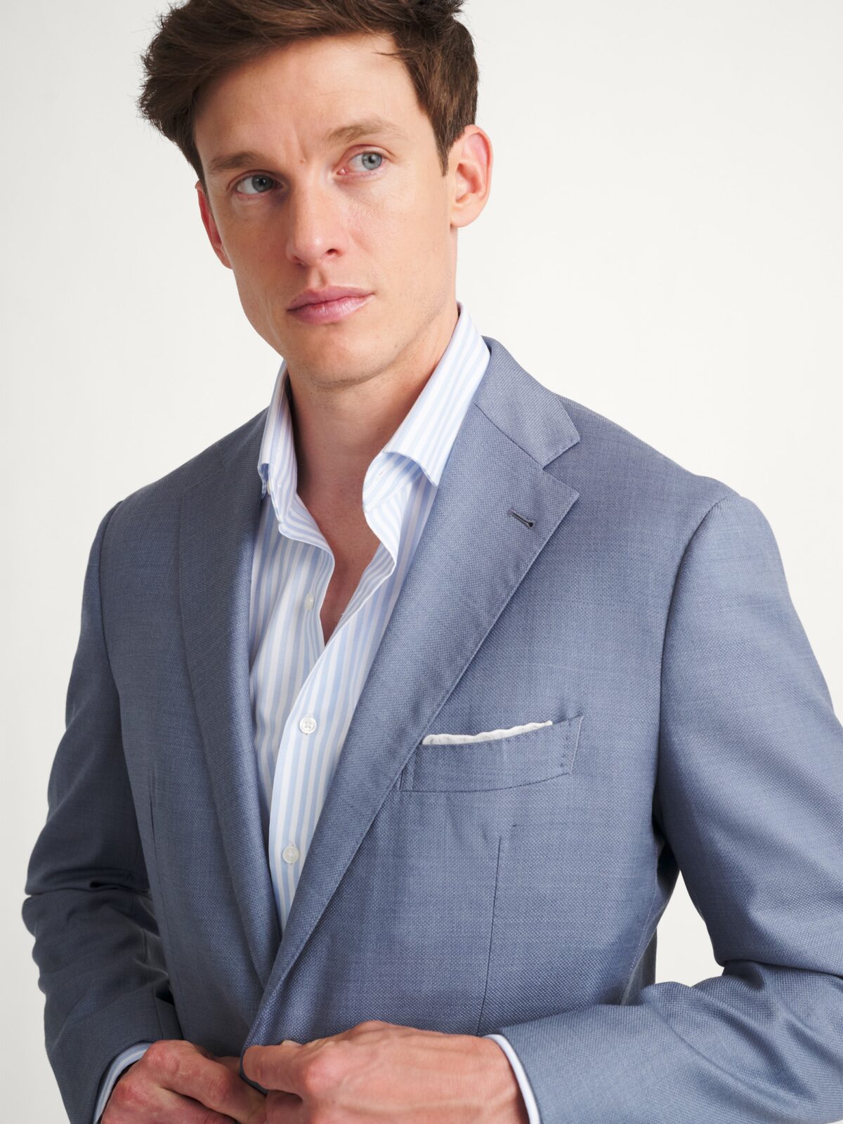 Loro Piana Fabric Faded Blue S150s Bedford Jacket - Custom Fit 