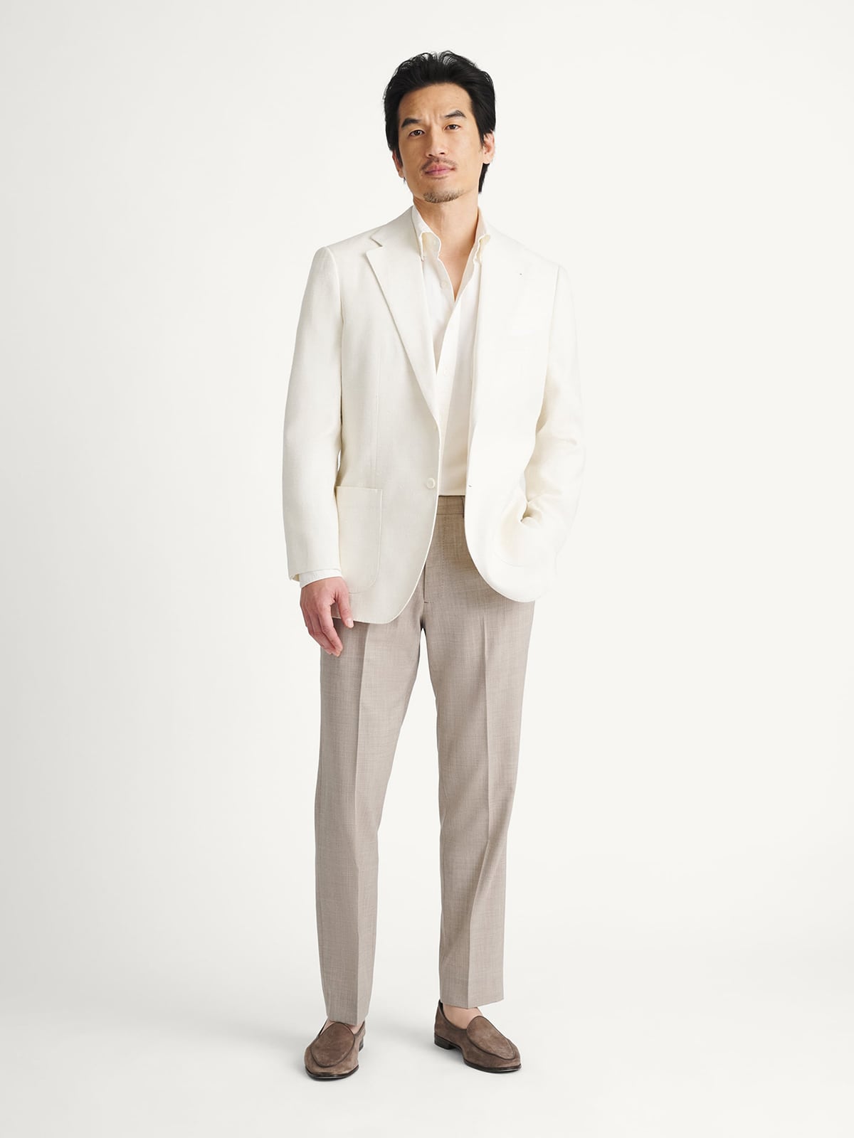 Ivory Indian Matka Silk Jacket - Custom Fit Tailored Clothing