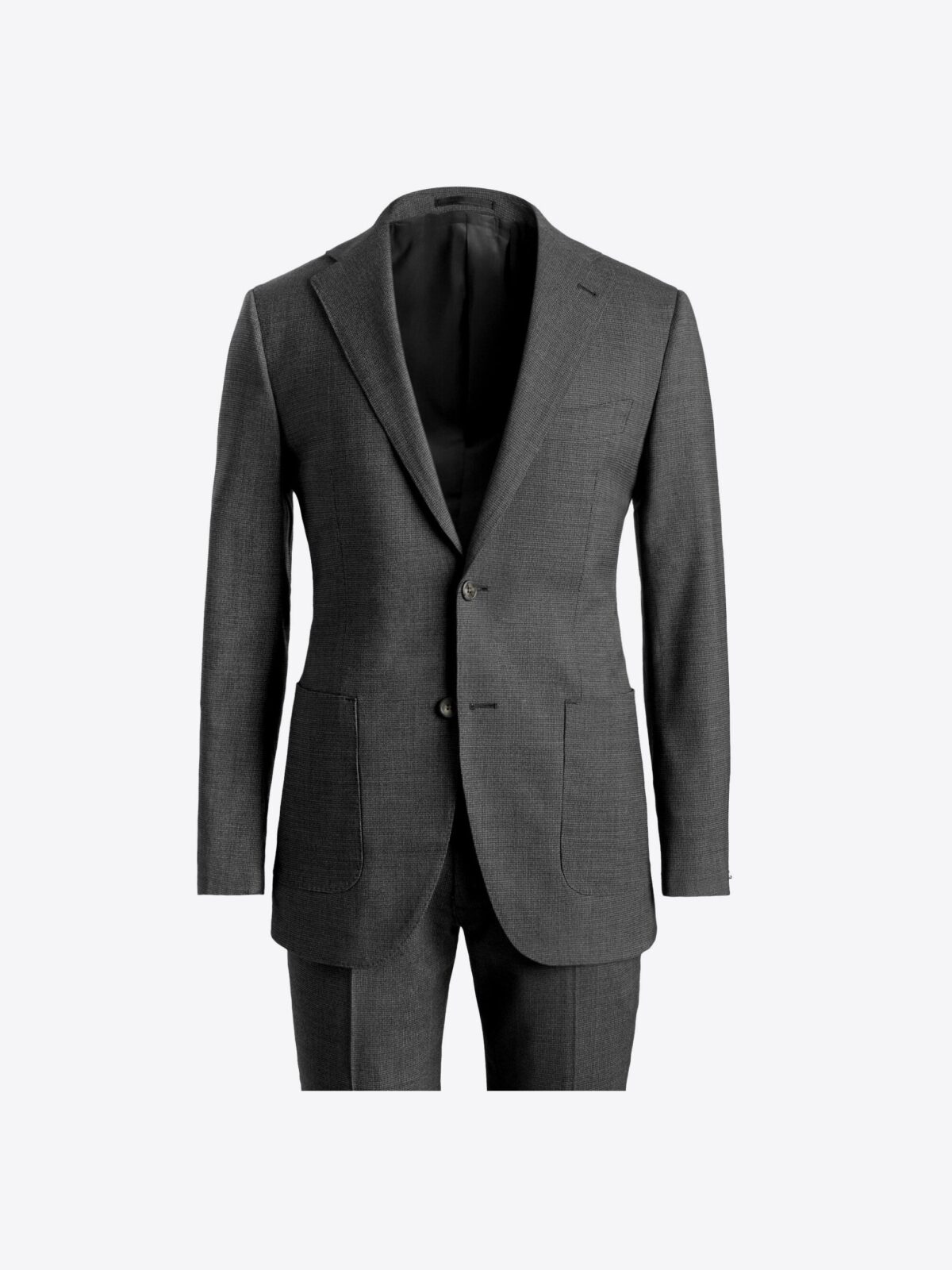 Grey Textured Wool Stretch Bedford Suit - Custom Fit Tailored Clothing