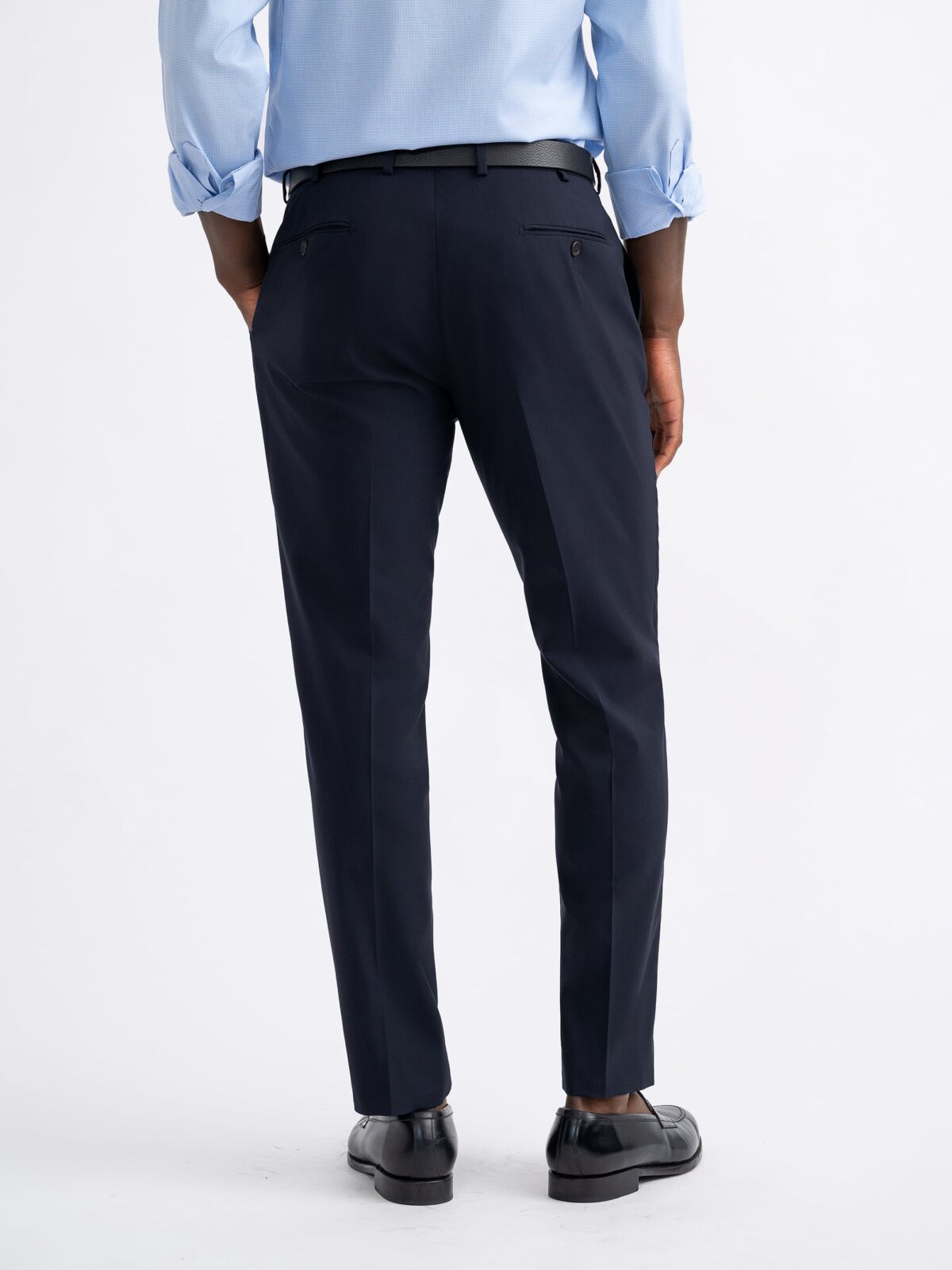 Navy Birdseye Wool Stretch Dress Pant - Custom Fit Tailored Clothing