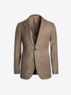 Mocha Wool and Linen Stretch Bedford Jacket