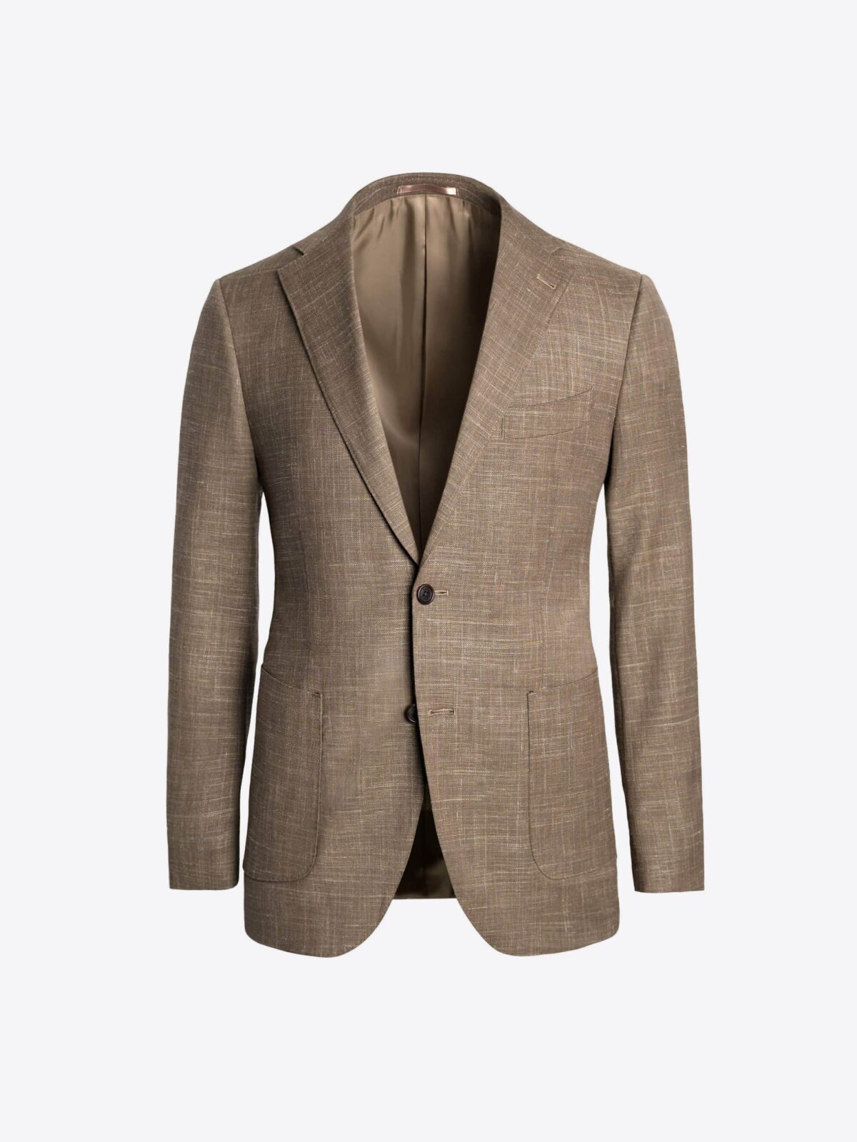 Mocha Tailored Linen Bedford - Clothing Stretch Jacket Fit Wool and Custom