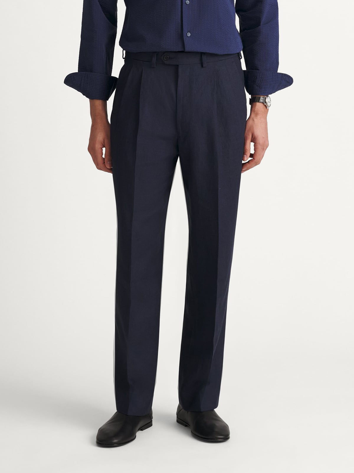Navy Linen Wide Leg Pleated Dress Pant Navy Linen Wide Leg Pleated Dress Pant