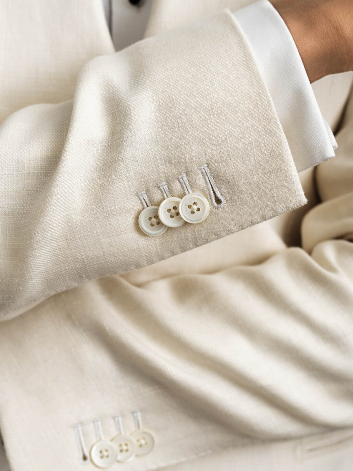 Proper Cloth Shawl Lapel Cream Wool and Linen Men's Custom Dinner Jacket