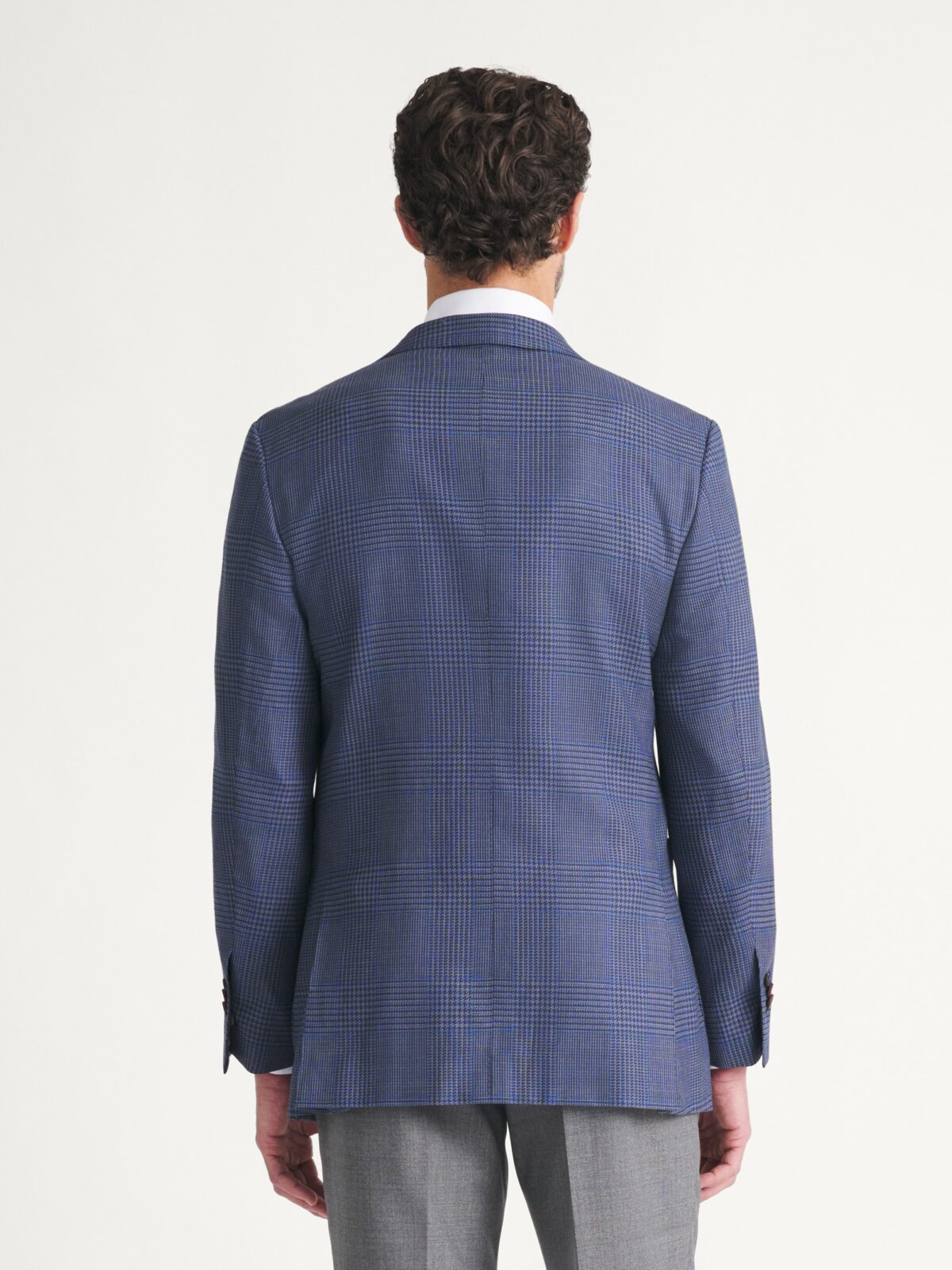 Slate Glen Plaid Wool and Linen Stretch Bedford Jacket - Custom
