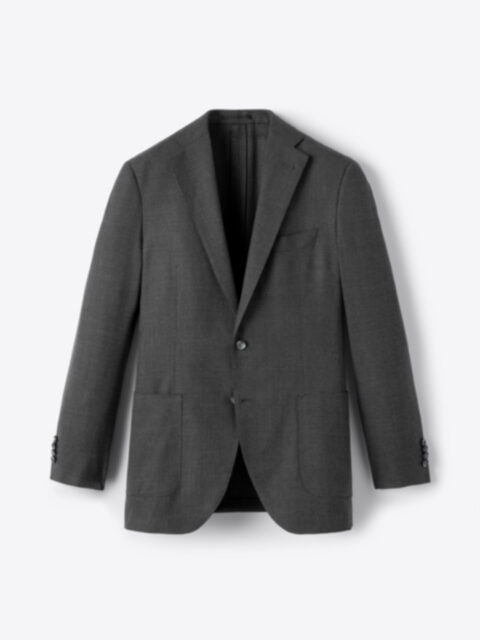 Hudson Navy and Blue Check Textured Wool Jacket - Custom Fit 