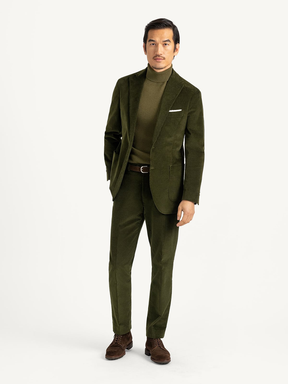 Olive Stretch Corduroy Dress Pant - Custom Fit Tailored Clothing