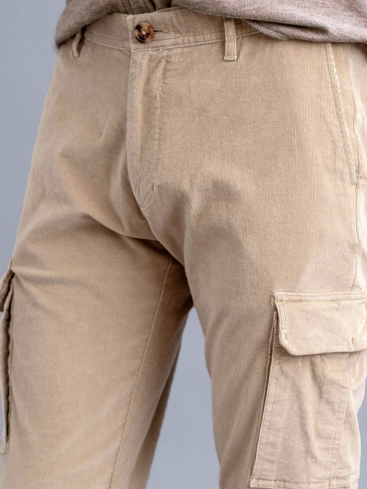 Duca Visconti Sand Stretch Fine Corduroy Cargo - Custom Fit Pants