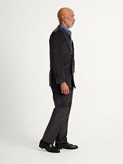 Double Breasted Duca Visconti Dark Grey Stretch Corduroy Suit