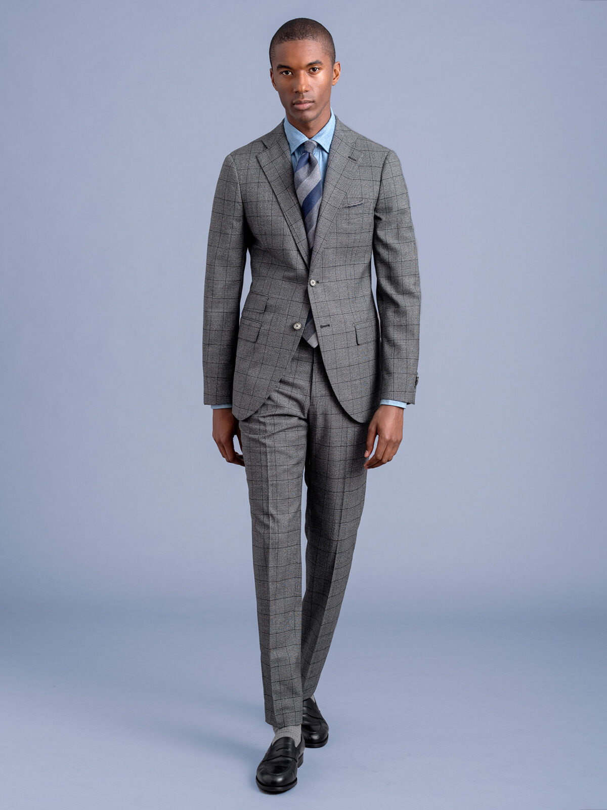 Drago Grey Melange Glen Plaid S130s Allen Suit - Custom Fit Tailored  Clothing