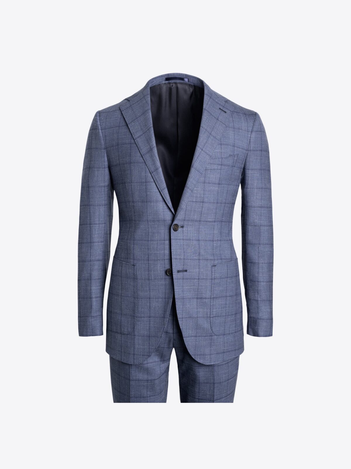 Bedford Slate Windowpane Stretch Wool Blend Suit - Custom Fit