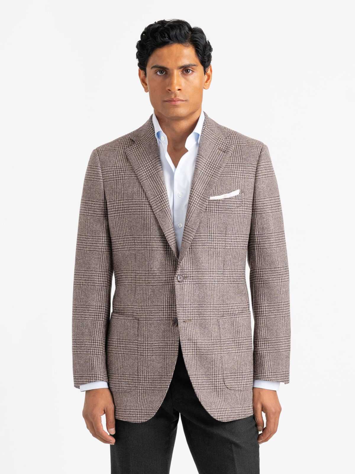 Chestnut Glen Plaid Italian Flannel Bedford Jacket - Custom Fit