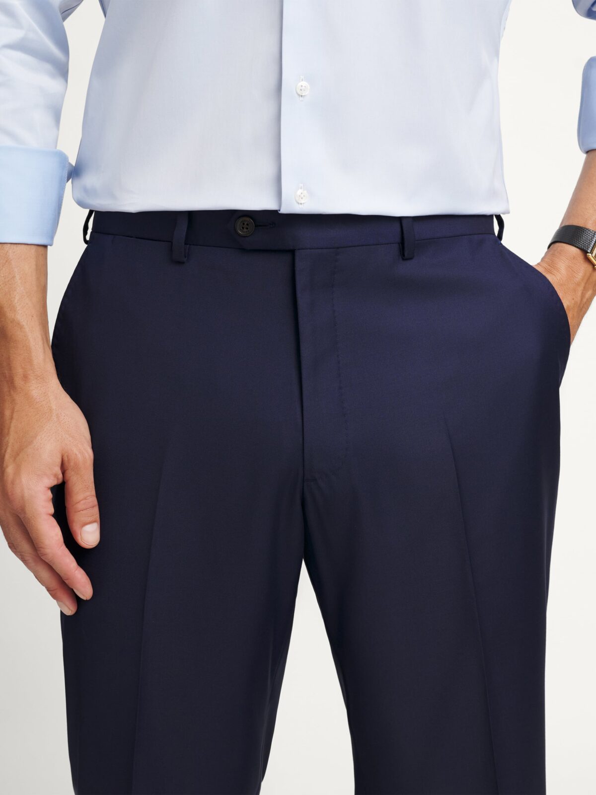 Loro Piana Fabric S170s Navy Wool and Cashmere Dress Pant - Custom