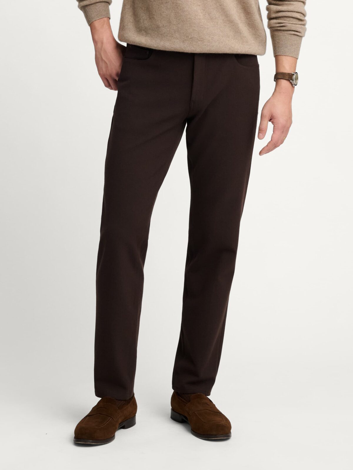 パンツ VISION PESO NETO CHECK BLACK BROWN Italian Chocolate Flannel Performance 5-Pocket - Custom Fit Pants