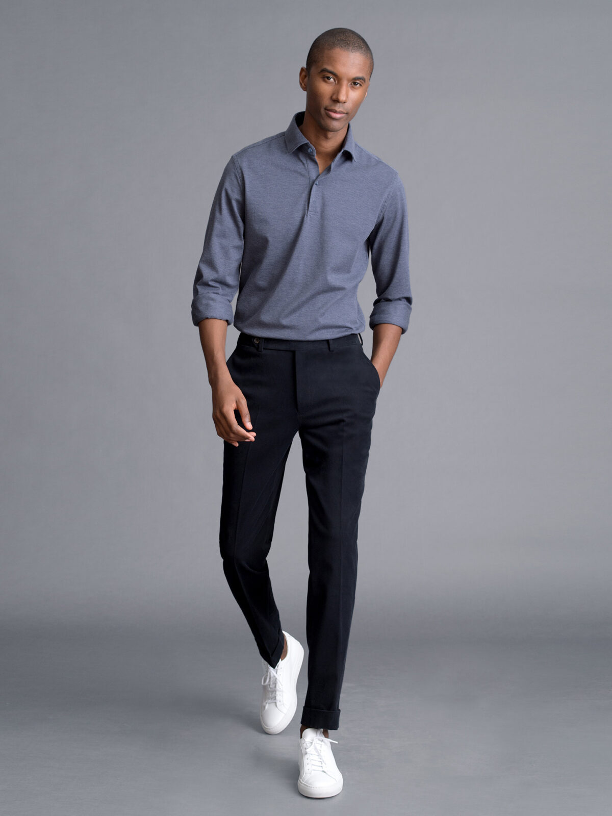 Navy Polo Shirt in Californian Cotton & Mulberry Silk | SUITSUPPLY US